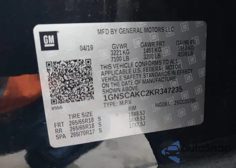 2019 Chevrolet Tahoe Ls z USA, uszkodzony, nr VIN 1GNSCAKC2KR347235